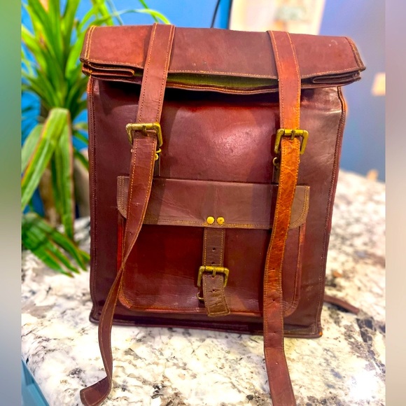 Handbags - Vintage Leather Backpack Rucksack